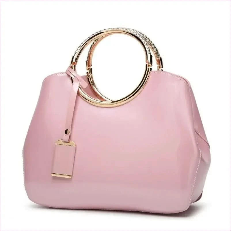 Glossy Navy Blue One-shoulder Wedding Bag with Metal Handle Crossbody - Pleasures and Sins
