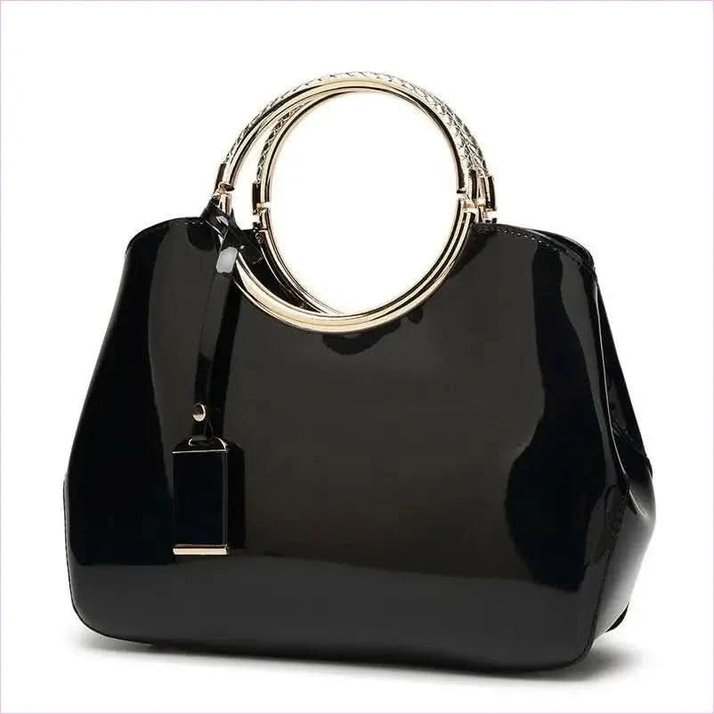 Glossy Navy Blue One-shoulder Wedding Bag with Metal Handle Crossbody - Pleasures and Sins