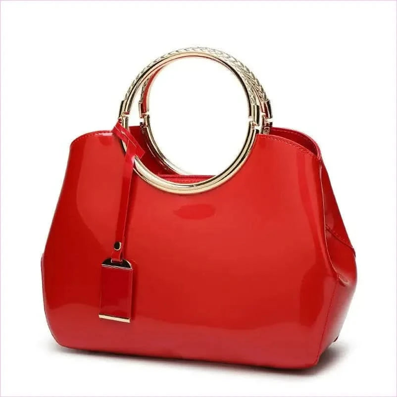 Glossy Navy Blue One-shoulder Wedding Bag with Metal Handle Crossbody - Pleasures and Sins