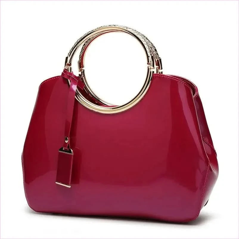 Glossy Navy Blue One-shoulder Wedding Bag with Metal Handle Crossbody - Pleasures and Sins