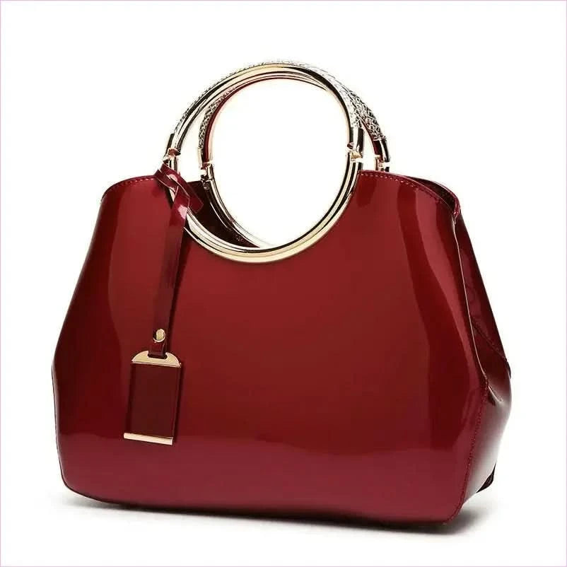 Glossy Navy Blue One-shoulder Wedding Bag with Metal Handle Crossbody - Pleasures and Sins