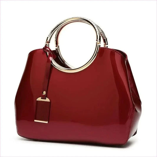 Glossy Navy Blue One-shoulder Wedding Bag with Metal Handle Crossbody - Pleasures and Sins
