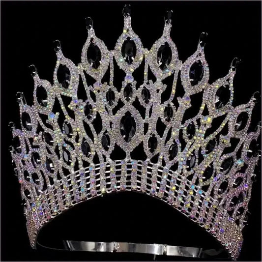 Gothic Tiara Black with Rhinestones for a Bold Bridal Look - Pleasures and Sins