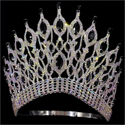 Gothic Tiara Black with Rhinestones for a Bold Bridal Look - Pleasures and Sins