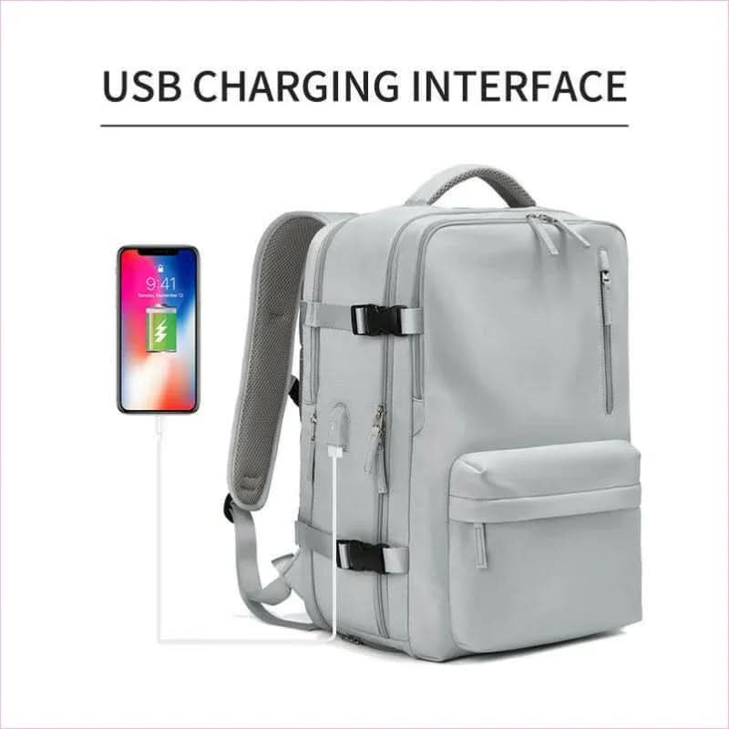 Gray Expandable Laptop Backpack with Usb Port and Waterproof Design - Pleasures and Sins
