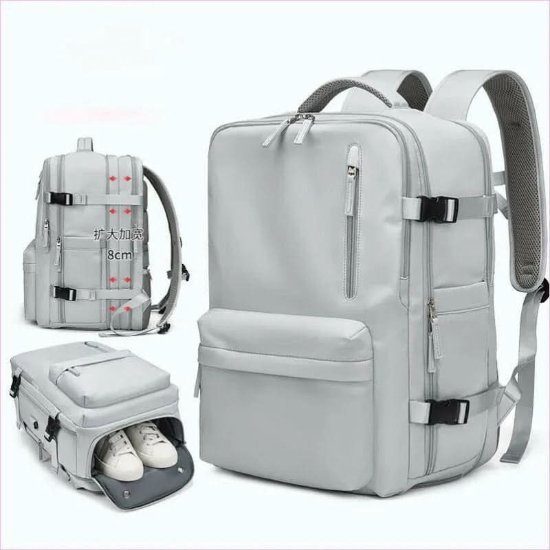 Gray Expandable Laptop Backpack with Usb Port and Waterproof Design - Pleasures and Sins