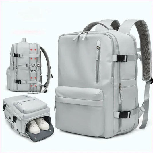Gray Expandable Laptop Backpack with Usb Port and Waterproof Design - Pleasures and Sins