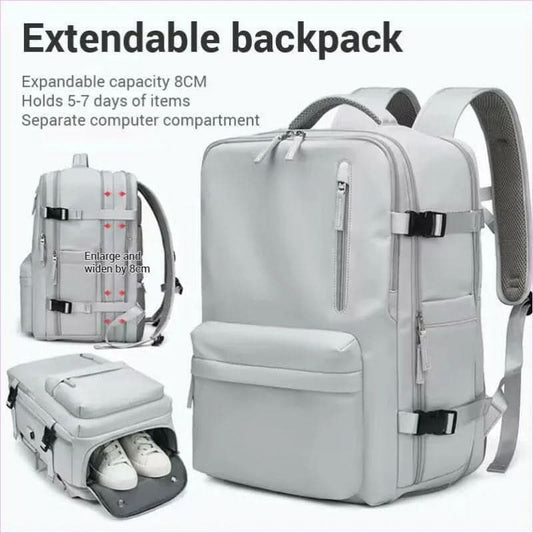 Gray Expandable Laptop Backpack with Usb Port and Waterproof Design - Pleasures and Sins