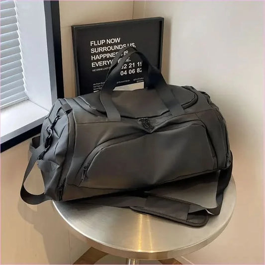 Gray Men's Waterproof Oxford Travel Duffel Bag with Compartments - Pleasures and Sins