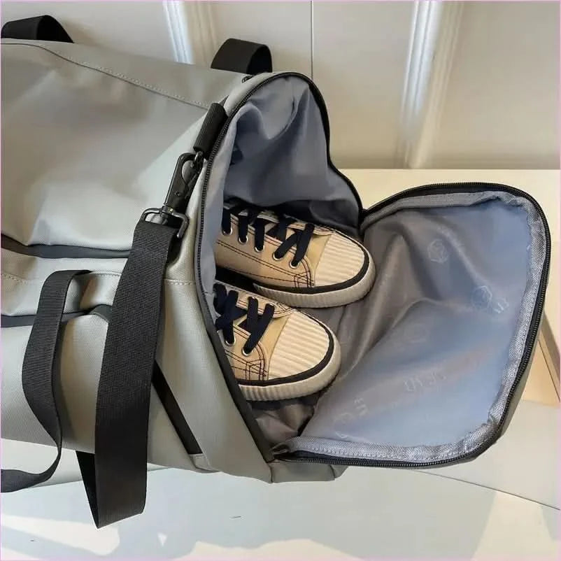 Gray Men's Waterproof Oxford Travel Duffel Bag with Compartments - Pleasures and Sins