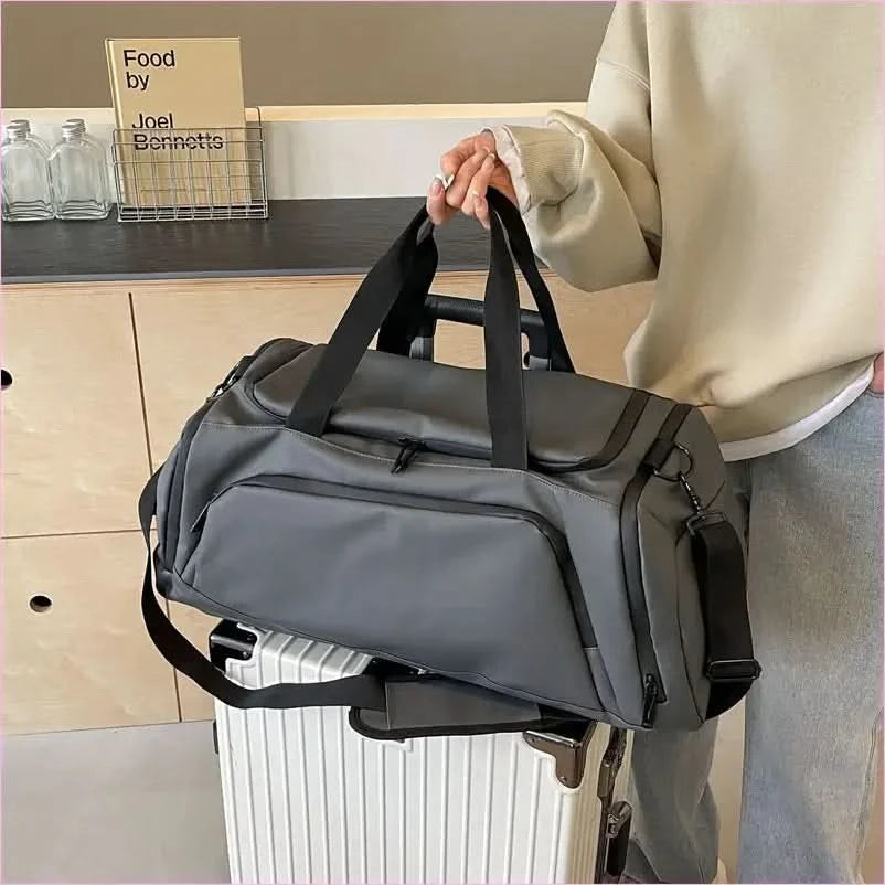 Gray Men's Waterproof Oxford Travel Duffel Bag with Compartments - Pleasures and Sins