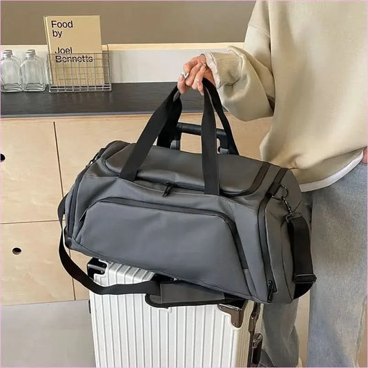 Gray Men's Waterproof Oxford Travel Duffel Bag with Compartments - Pleasures and Sins
