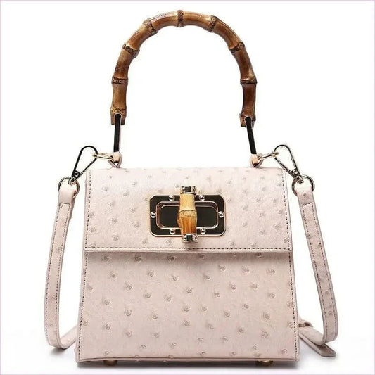 Green Ostrich Pattern Buckle Bag with Bamboo Handle - Pleasures and Sins