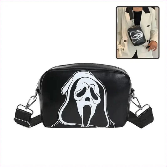 Halloween Printed Small Square Bag with Skull and Pumpkin Designs - Pleasures and Sins