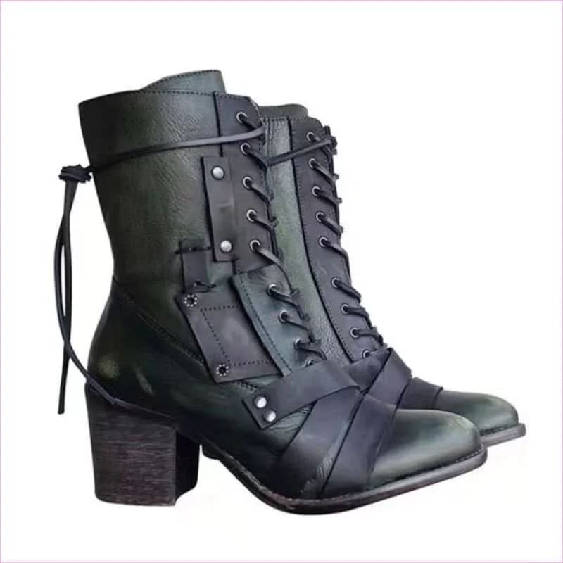 Heel Pointed Toe Steampunk Calf Length Boots for a Bold Look - Pleasures and Sins