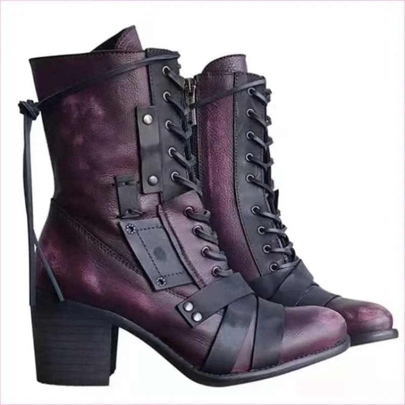 Heel Pointed Toe Steampunk Calf Length Boots for a Bold Look - Pleasures and Sins