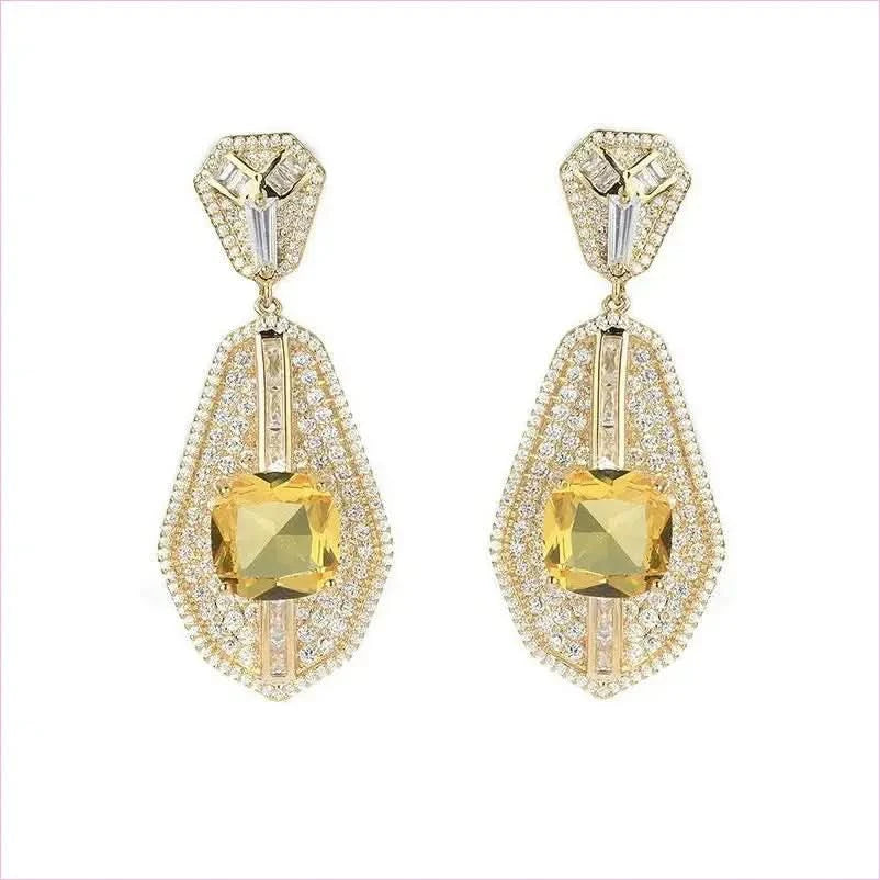 High-end Heavy Square Diamond Fan-shaped Inlaid Zircon Earrings - Pleasures and Sins