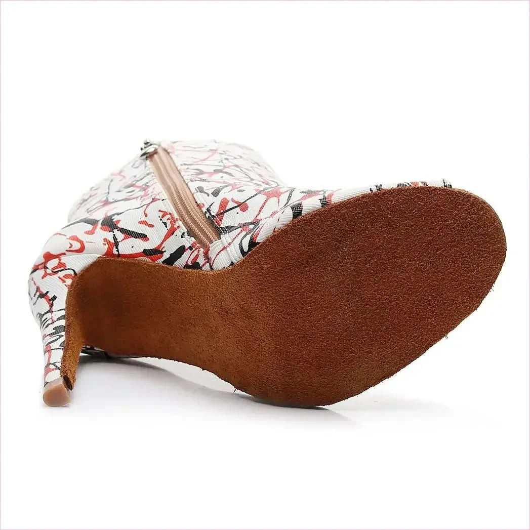 High Heel Graffiti Print Peep-toe Ankle Boots in Abstract Design - Pleasures and Sins