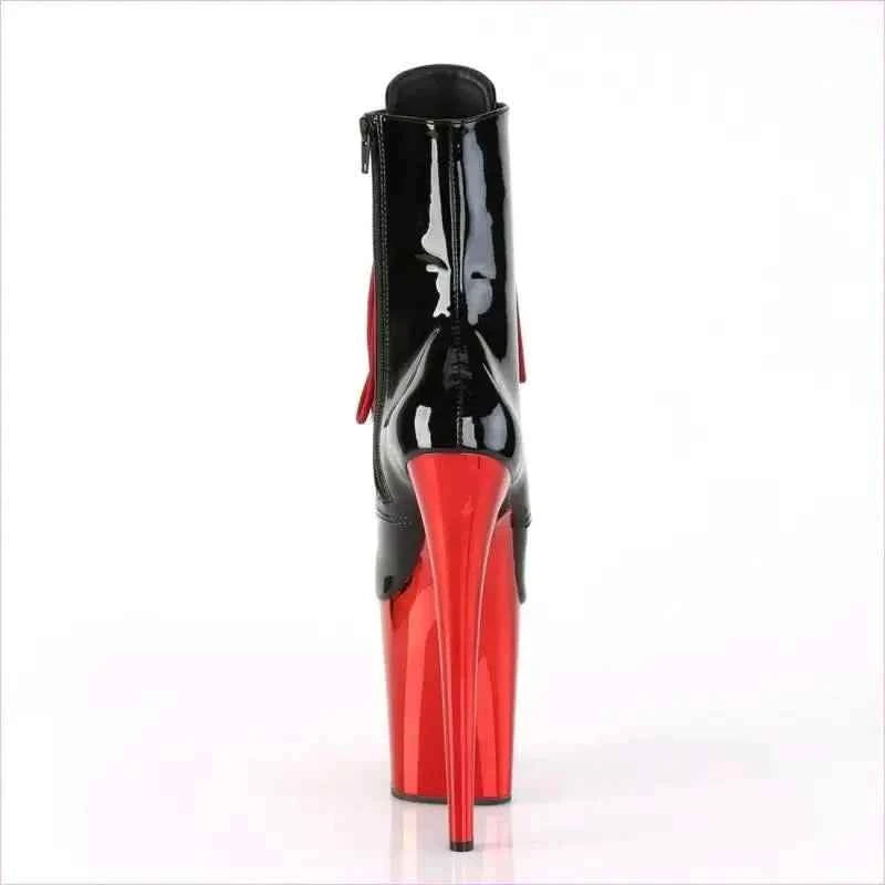 High Heel Leather Lace Up Boots for Drag Queens in Black and Rose Gold - Pleasures and Sins
