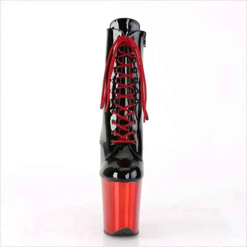 High Heel Leather Lace Up Boots for Drag Queens in Black and Rose Gold - Pleasures and Sins