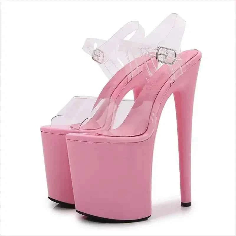 High Heel Platform Sandals with Clear Straps for Women - Pleasures and Sins