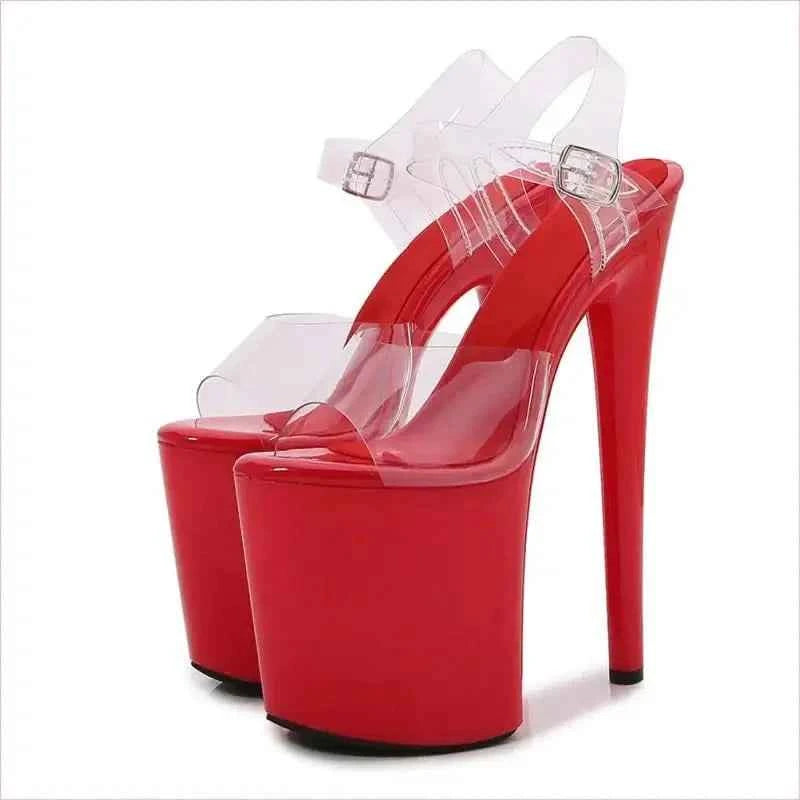 High Heel Platform Sandals with Clear Straps for Women - Pleasures and Sins