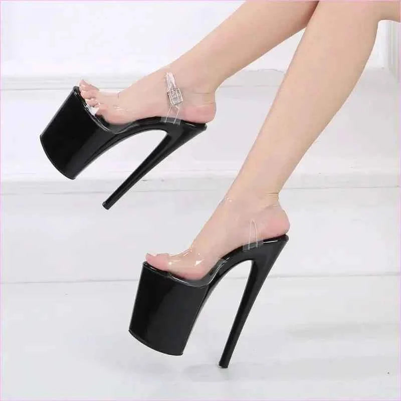 High Heel Platform Sandals with Clear Straps for Women - Pleasures and Sins