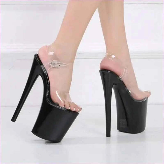 High Heel Platform Sandals with Clear Straps for Women - Pleasures and Sins