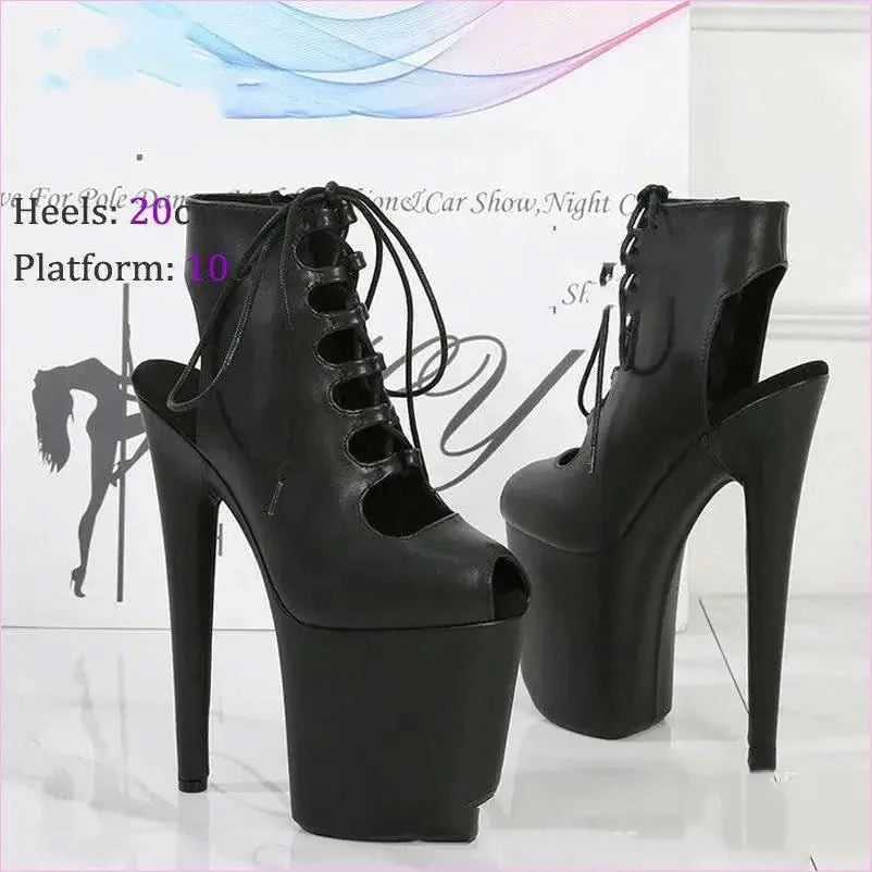 High Platform Stiletto Boots with Fish Mouth Waterproof Style - Pleasures and Sins