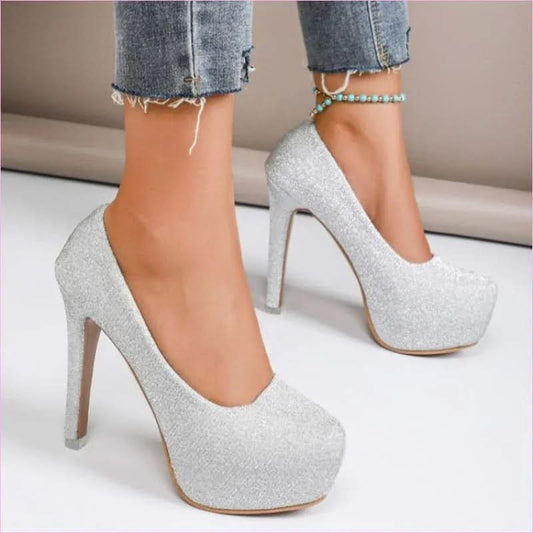 High Stiletto Heel Sequin Platform Shoes for Glam Looks - Pleasures and Sins