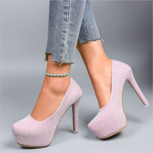 High Stiletto Heel Sequin Platform Shoes for Glam Looks - Pleasures and Sins