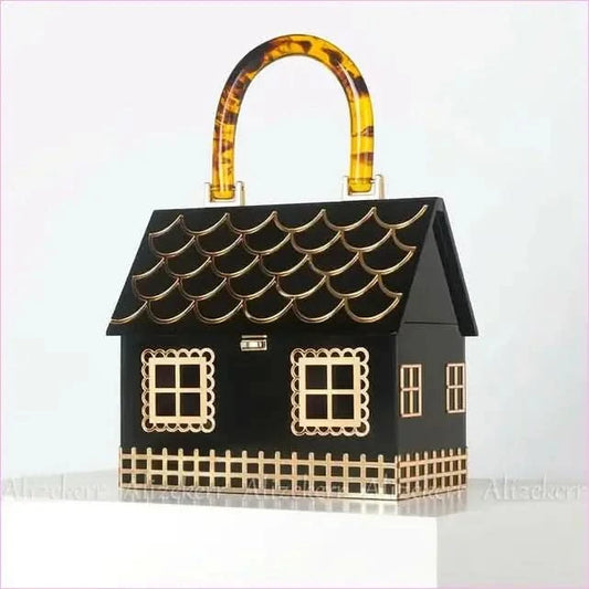 House Shaped Handbag with Luxury Designer Acrylic Handle - Pleasures and Sins