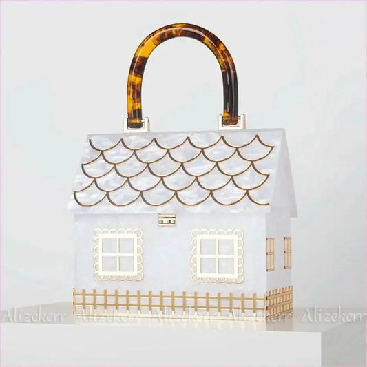 House Shaped Handbag with Luxury Designer Acrylic Handle - Pleasures and Sins
