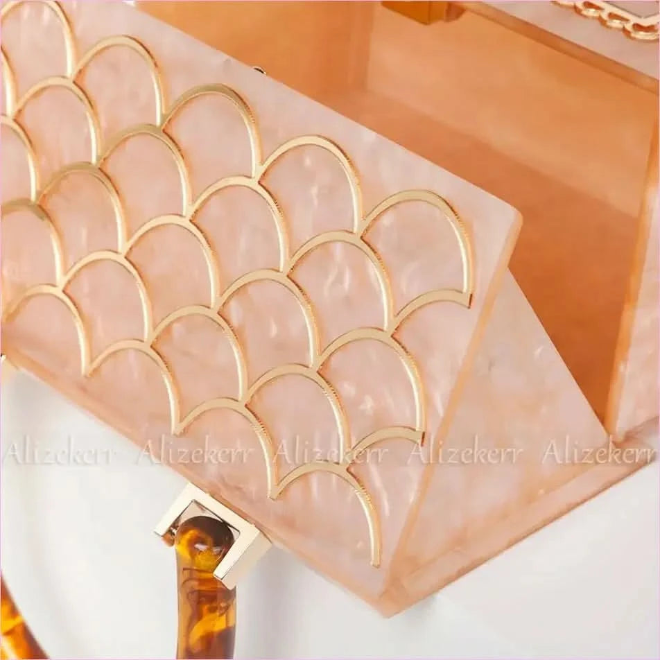 House Shaped Handbag with Luxury Designer Acrylic Handle - Pleasures and Sins