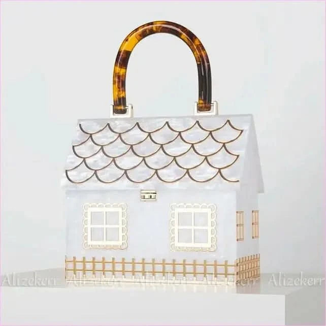 House Shaped Handbag with Luxury Designer Acrylic Handle - Pleasures and Sins