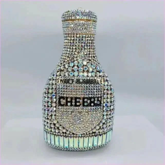 Jewel-encrusted Crystal Evening Bag in Unique Bottle Shape - Pleasures and Sins