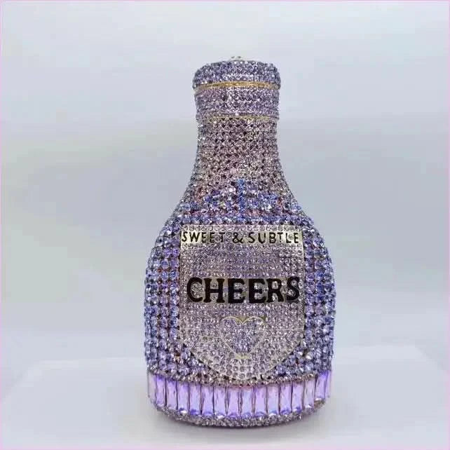 Jewel-encrusted Crystal Evening Bag in Unique Bottle Shape - Pleasures and Sins