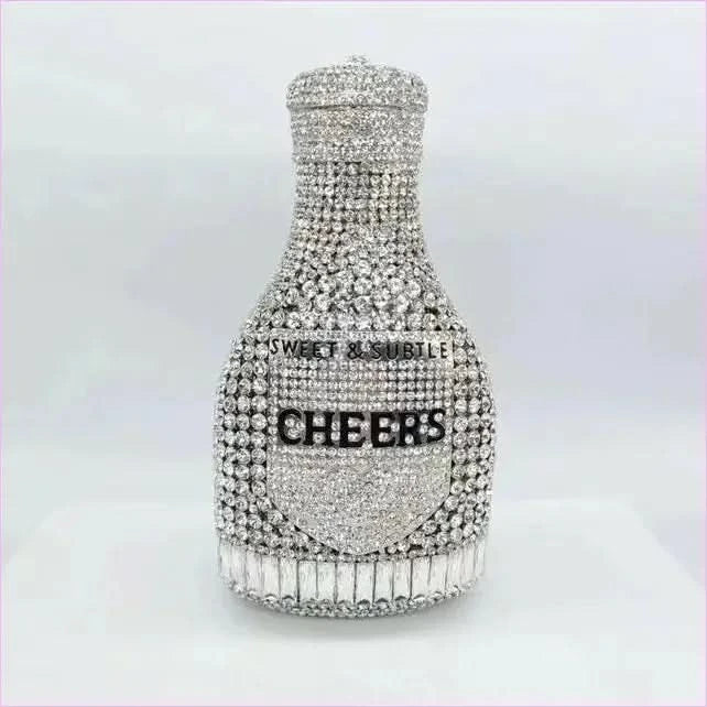 Jewel-encrusted Crystal Evening Bag in Unique Bottle Shape - Pleasures and Sins