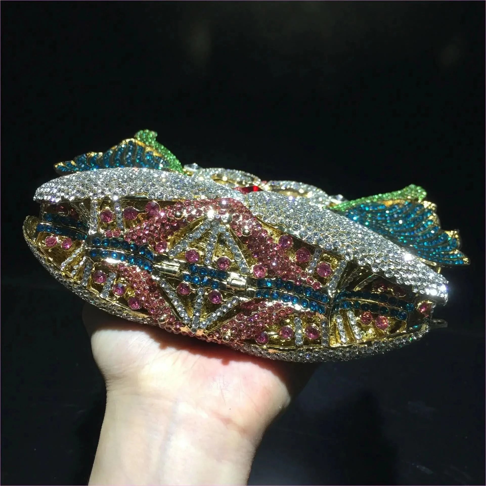 Kissing Swans Rhinestone Dinner Clutch Purse - Pleasures and Sins