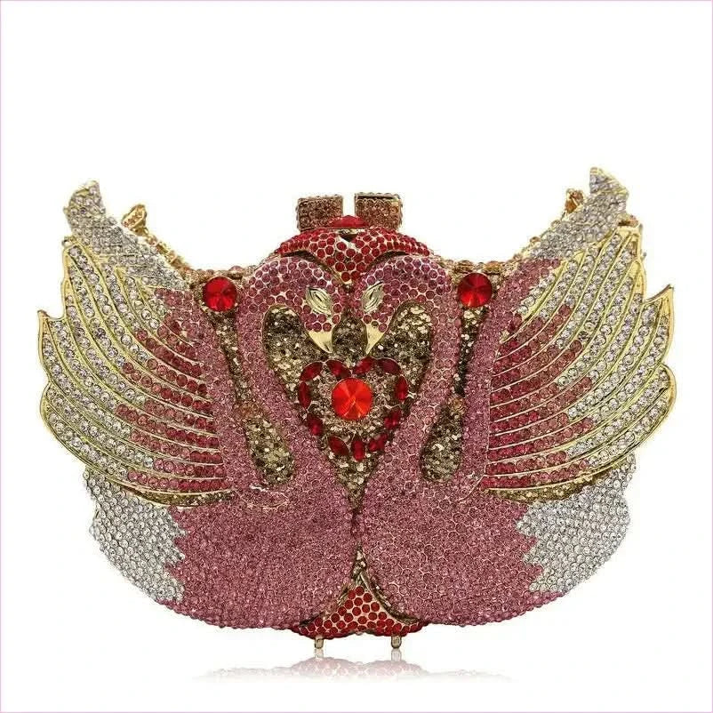 Kissing Swans Rhinestone Dinner Clutch Purse - Pleasures and Sins
