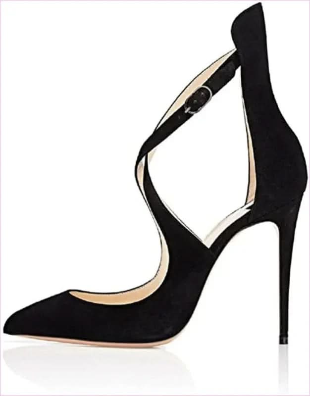 Ladies Cross Strap High Heel Shoes with Stiletto Heel Patent Finish - Pleasures and Sins