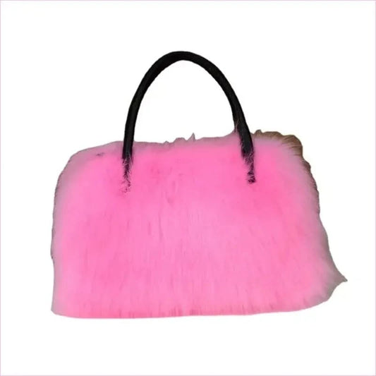 Ladies Faux Fur Fluffy Boston Handbag for Winter Vibes - Pleasures and Sins