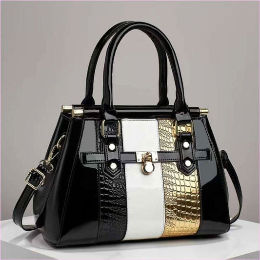 Ladies Faux Leather Large Capacity Bag with Leather Lizard Pattern - Pleasures and Sins
