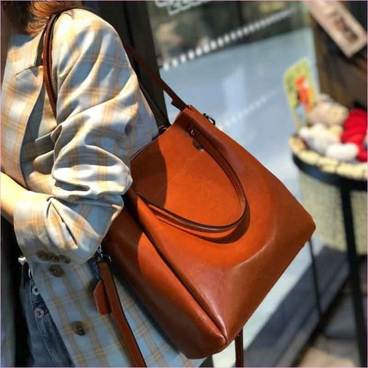 Ladies Genuine Leather Large Capacity Shoulder Bag for Elegant Style - Pleasures and Sins