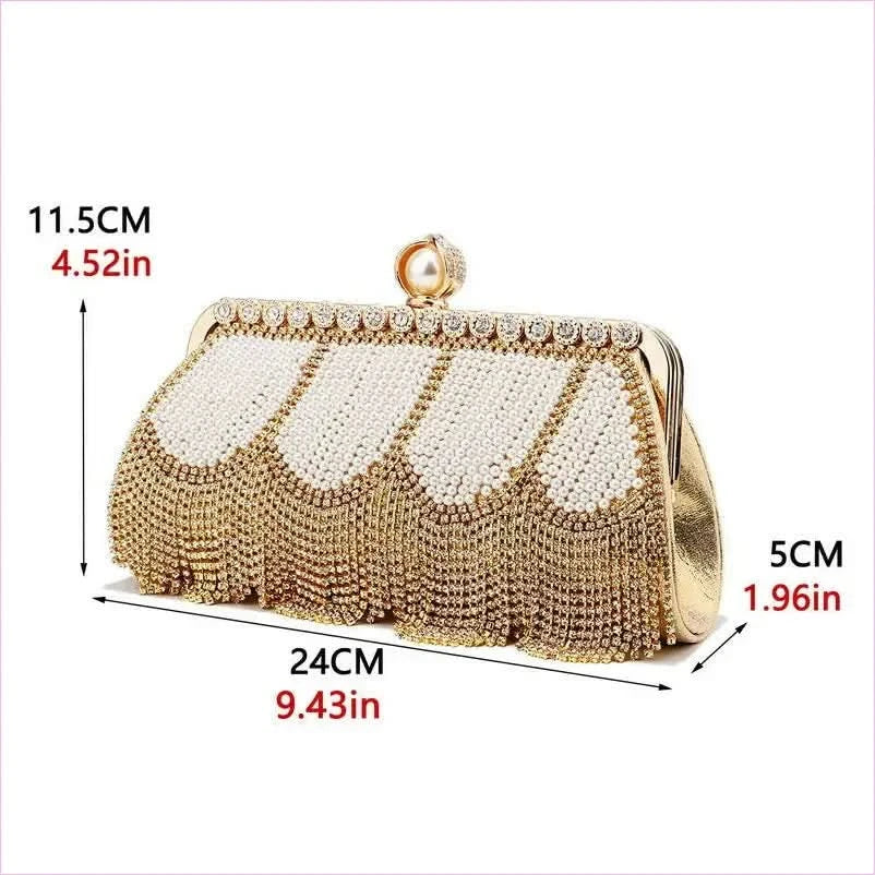 Ladies High End Rhinestone Fringed Evening Bag for Glam Nights - Pleasures and Sins