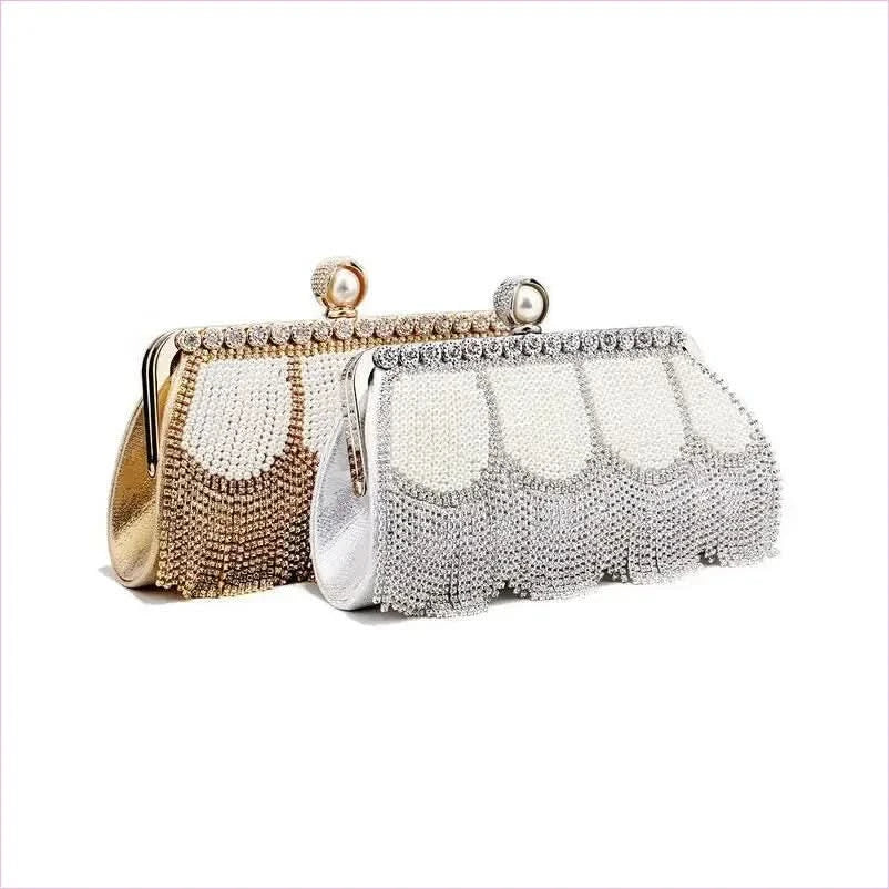 Ladies High End Rhinestone Fringed Evening Bag for Glam Nights - Pleasures and Sins