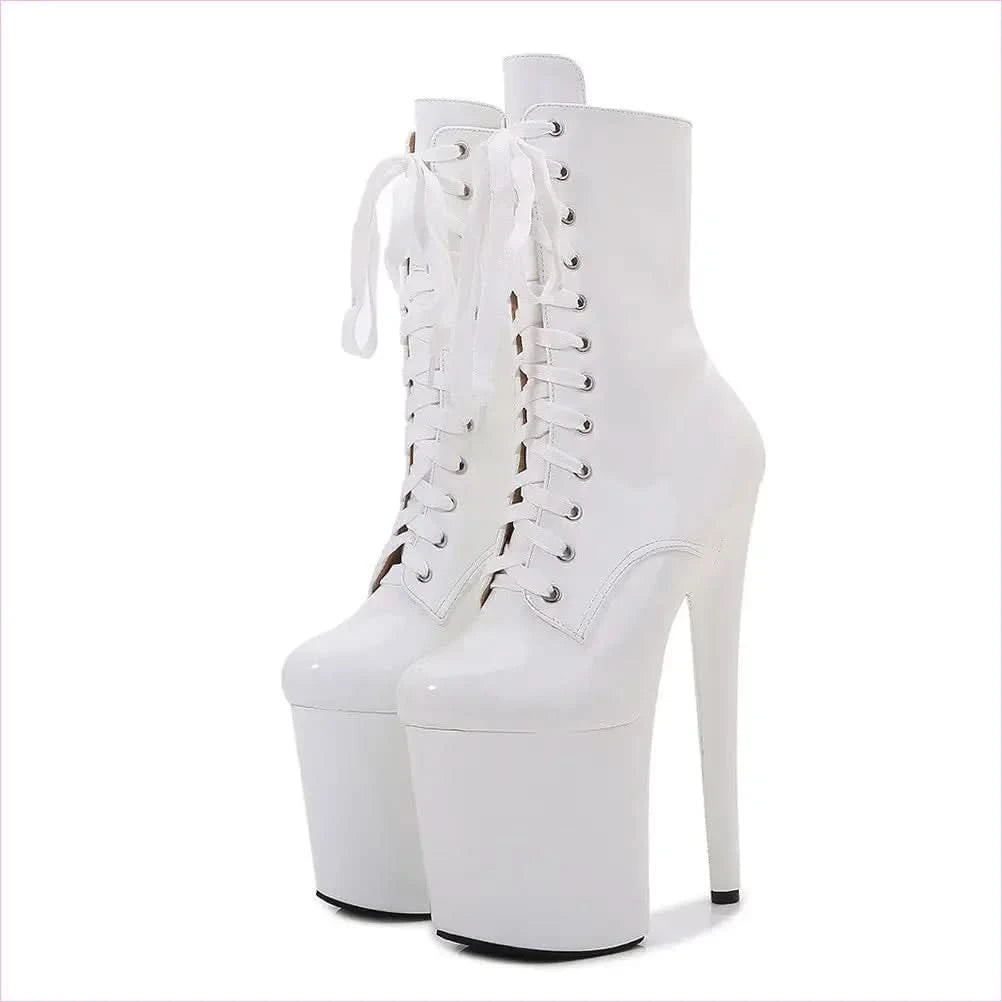 Ladies High Platform Heel Lace Up Boots for Pole Dancers - Pleasures and Sins