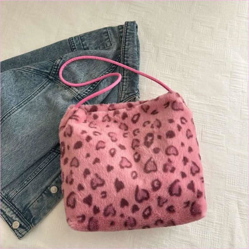 Ladies Leopard Print Furry Crossbody Bag for a Stylish Look - Pleasures and Sins