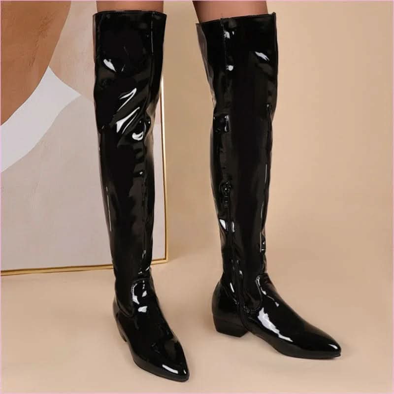 Ladies Low Heel Candy Colours Over-the-knee Boots for Comfort and Style - Pleasures and Sins