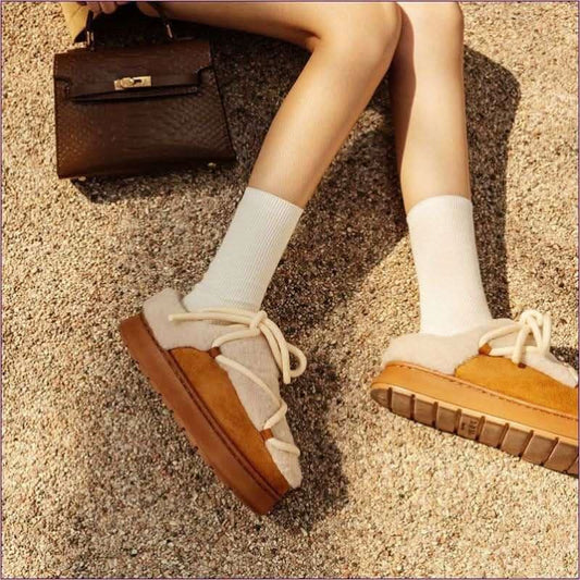 Ladies Outdoor Suede Platform Closed-toe Fur Slippers for Comfort and Style - Pleasures and Sins